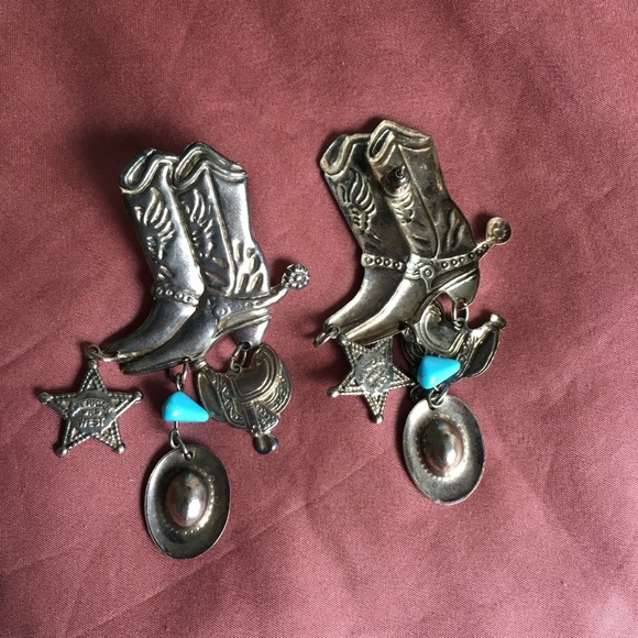 SOLD Boot Scoot N’Boogie Vtg. Western Earrings - Picture 3 of 3
